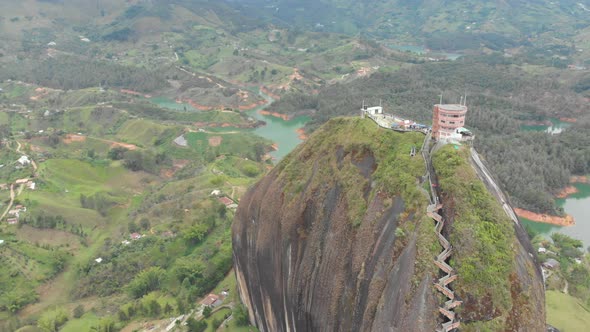 Scenic View Of The Rock Of Guatape In Antioquia, Colombia - aerial drone shot