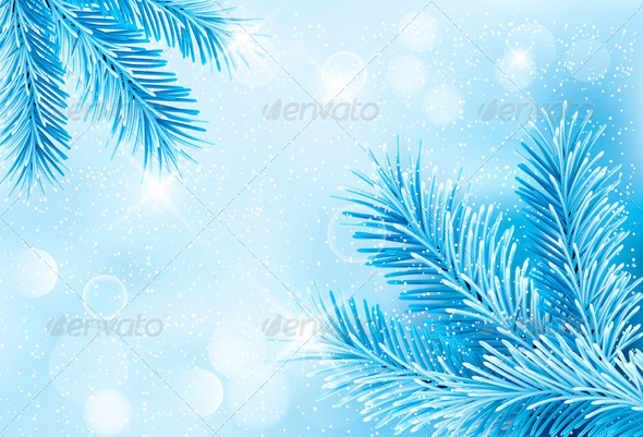 Christmas Blue Background with Christmas Tree