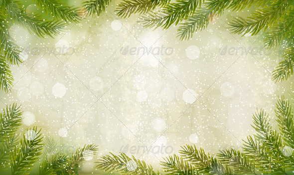Christmas Retro Background with Christmas Tree