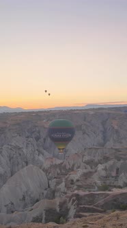 Vertical Video of Hot Air Balloons Flying in the Sky Over Cappadocia Turkey