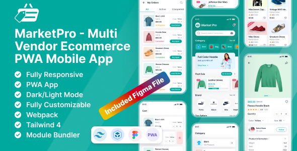 MarketPro – eCommerce App Template (Tailwind CSS + PWA) With Figma UI