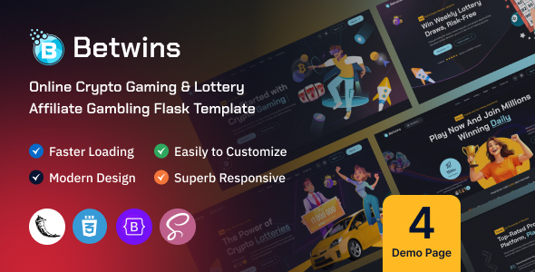 Betwins - Online Crypto Gaming & Lottery Affiliate Flask Template