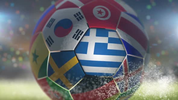 Greece Flag on a Soccer Ball - Football in Stadium