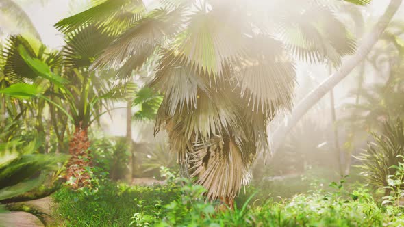 Morning Light in Beautiful Jungle Garden