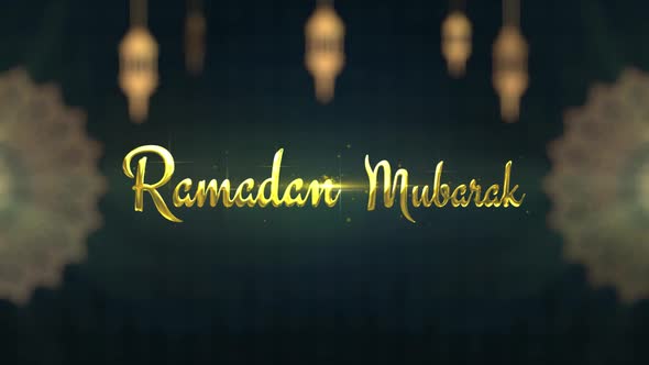 Pack of Eid and Ramadan Mubarak Golden 3d Greeting text animation