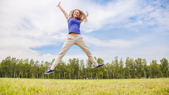 Young Woman Tumbling Wheel alt