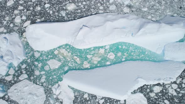 Turquoise Iceberg Brash Ice Aerial Top Down View