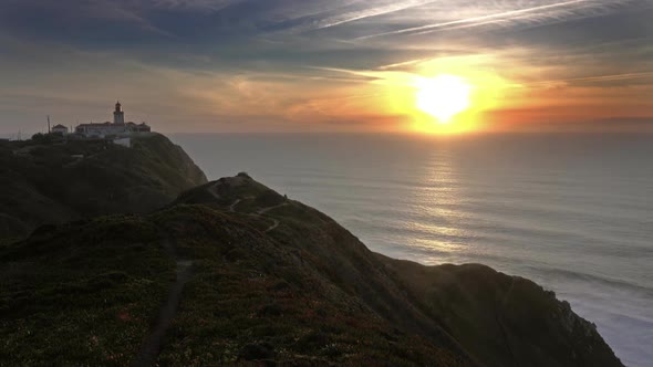 Lighthouse at Cape Roca at Sunset, Portugal