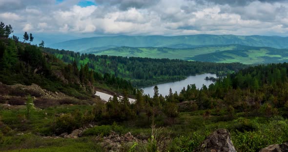 Mountain Lake Timelapse at the Summer or Autumn Time