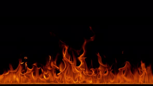 Super Slow Motion Shot of Fire Flames Isolated on Black Background at 1000Fps