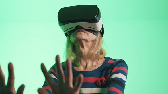 Elderly Woman Experiencing Virtual Reality