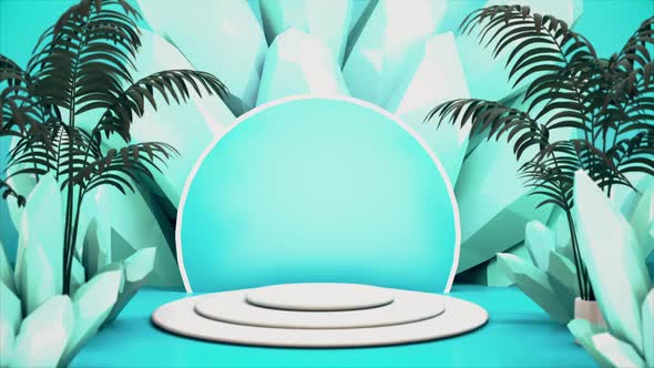 Abstract Pedestal With Crystal Blue Background