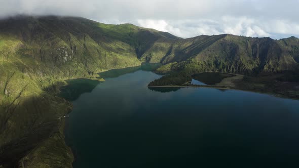 Aerial View of Agua de Alto and Lagoa do Fogo, Azores, Portugal.