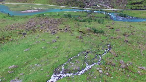 Aerial view of valley in Norway