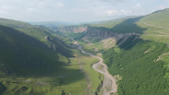 River on Kakaz High in the Mountains From the Air