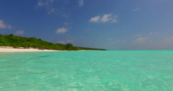 Luxury overhead clean view of a sunshine white sandy paradise beach and blue ocean background in vib