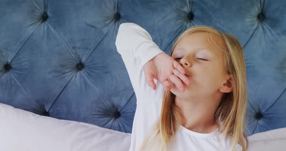 Girl stretching her arms at early morning 4k