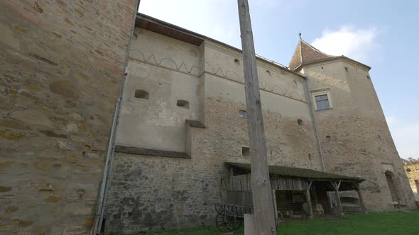 The exterior walls of a medieval castle