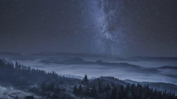 Milky way in the Tatra Mountains at night, Poland