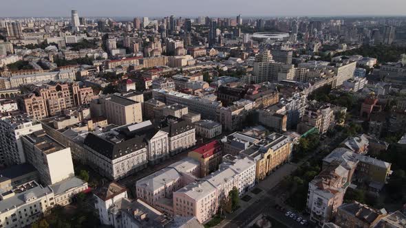 Kyiv Cityscape, Ukraine. Aerial View, Kiev. Slow Motion