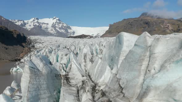 Aerial View of Icebergs Swimming in the Breidamerkurjokull Glacier Lake in Vatnajokull National Park