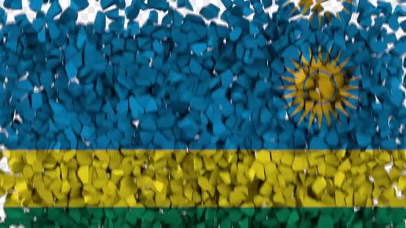 Rwanda Flag Breaking Rocks Transition