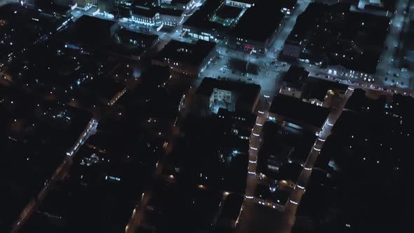 Pretty Drone Shot of Porvoo Finland During the Night