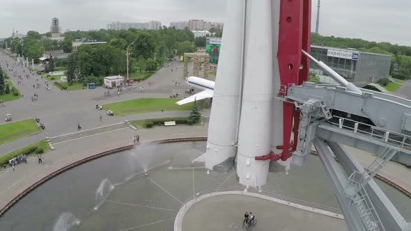 Aerial view of Vostok Rocket at All-Russia Exhibition Centre