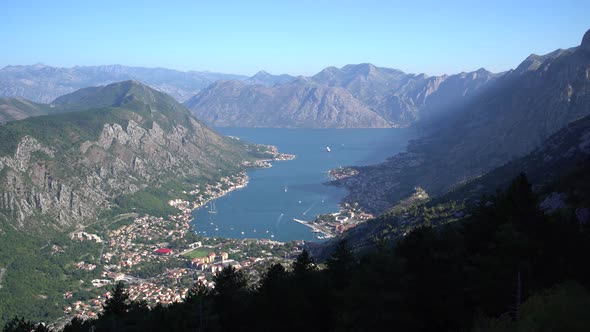 Panoramic View From Mount Lovcen to the Mountains Against the Blue Sky