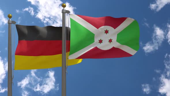 Germany Flag Vs Burundi On Flagpole