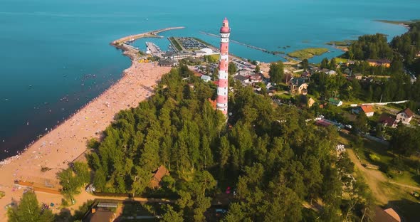 Osinovets Lighthouse in the Ladoga Lake in Russia