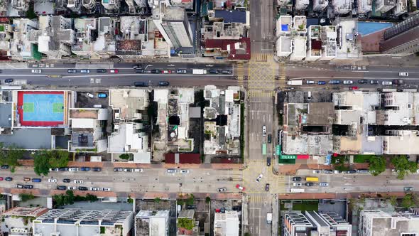 Drone fly over the Hong Kong city