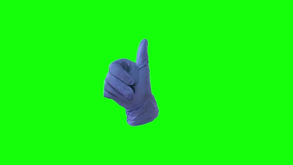 Doctors Hand in Blue Glove Is Holding Thumb Up Making Gestures Like