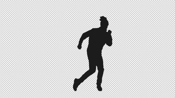 Silhouette of Dancing Man In Santa Hat at Christmas Party, Alpha Channel alt