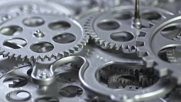 Gray Metallic Gears Cogs Mechanism Working