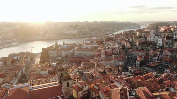 Old City with Nice Small Terracotta Roof Buildings at Sunset