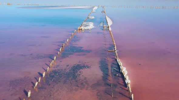 Pink Salt Lake Aerial View 