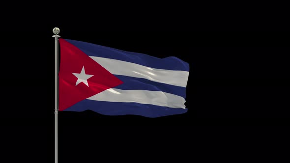 Cuba Looping Of The Waving Flag Pole With Alpha alt