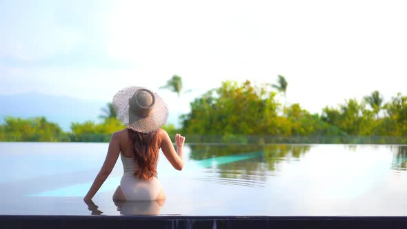 Outdoor swimming pool in hotel resort for vacation