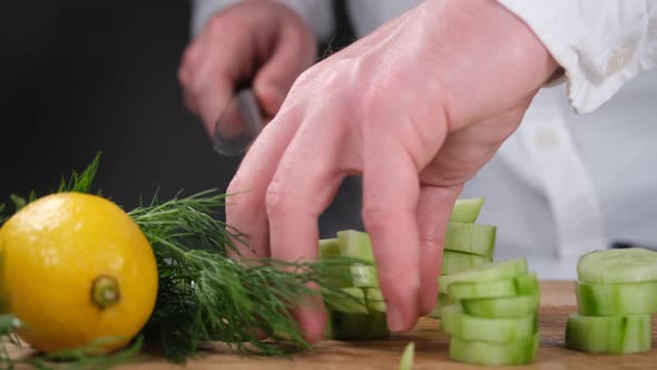 Chef Cutting Cucumber