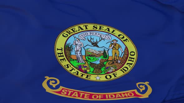 Flag of Idaho State Region of the United States Waving at Wind