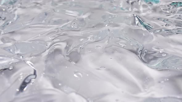 Macro Shot of Air Bubbles in Transparent Cosmetic Liquid Gel Cream