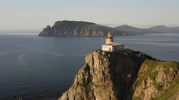 Lighthouse Baluzek on the Coast of the Sea of Japan