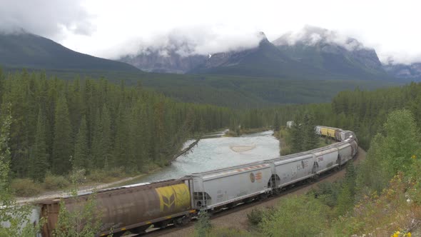 Freight train rolling on the Canadian Pacific Railway