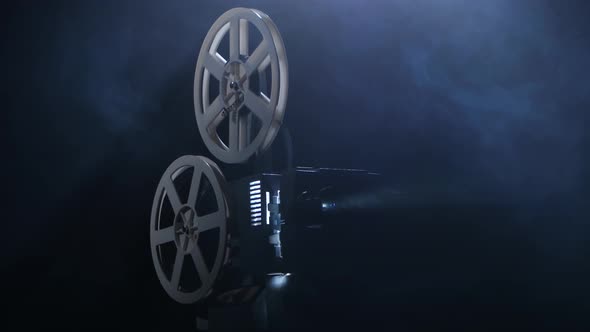 Projectionist Includes Projector. Dark Background Studio in Smoke