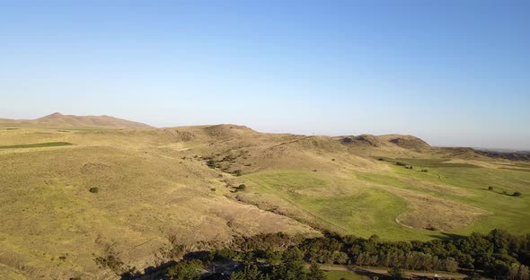 Remote Argentinian countryside, Sierra de la Ventana hills, aerial view