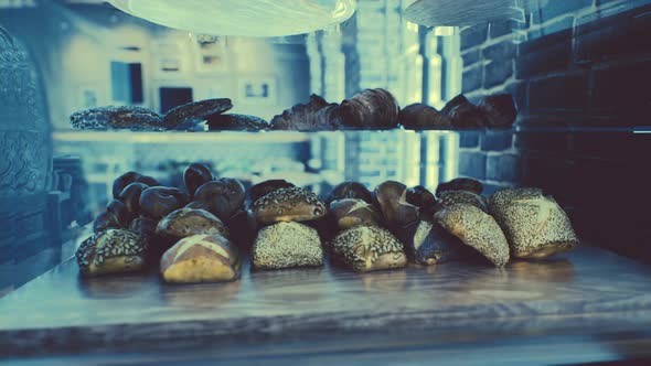 Fresh Bread on Shelves in Bakery