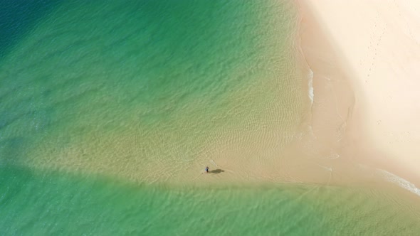 Aerial Footage of the Stunning Isolated Beach Falling Steeply Into the Sea