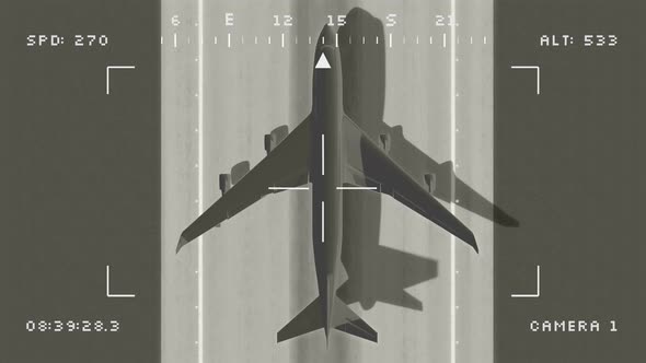 Military Drone Watching Civil Airplane Taking off