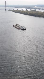 Vertical Video Aerial View of the Dnipro River  the Main River of Ukraine